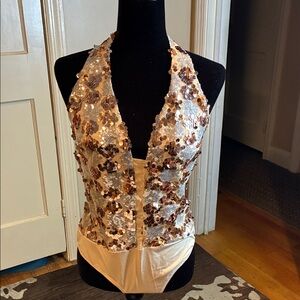 Glamorous Sequin Halter Bodysuit